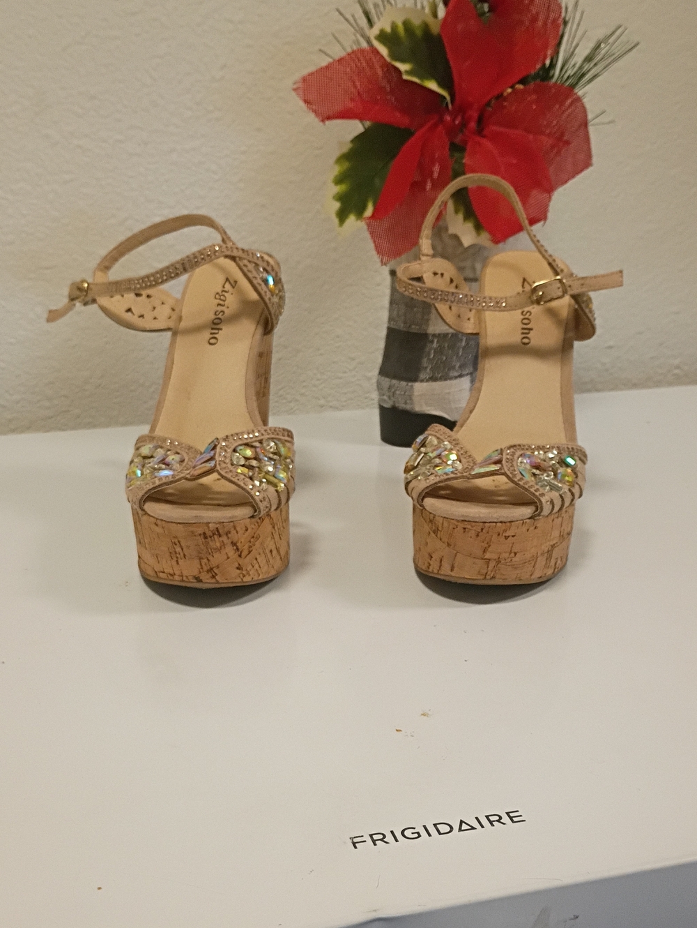 Zigi Soho Gold Crystal Cork Platform Sandals